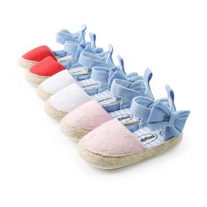 China Hot sale Cotton fabric Bowknot lace princess soft sole toddler girl baby sandals on sale