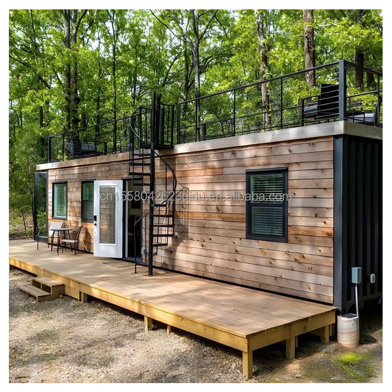 Galvanized Steel Bending 40ft Portable Wooden Container House with 2 Bedrooms and 1 Living Room