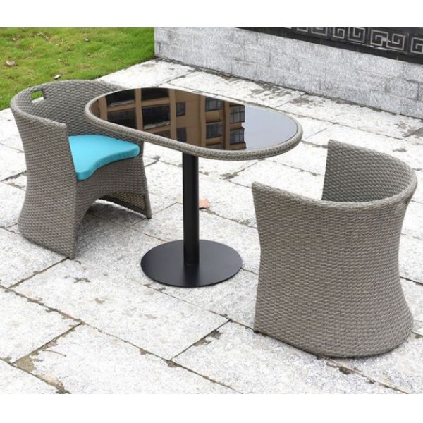 Indoor Outdoor Patio Rattan Bistro Dining Set Balcony Chair Leisure Space Saving