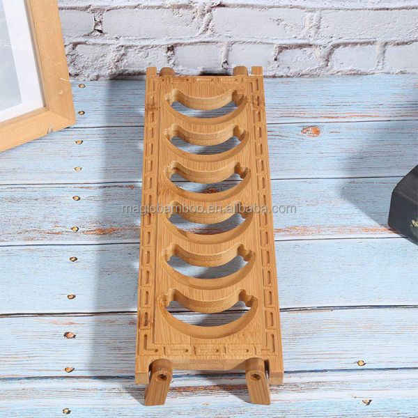 CE / EU Certified Rectangle Bamboo 6 Grid Teacup Holder for Kung Fu Tea Set Accessories