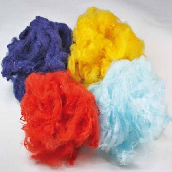 Buy Blue Yellow Regenerated Polyester Staple Fiber Excellent Mechanical Properties at wholesale prices