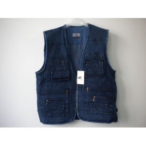 Quality Jeans vest, denim vest, in 100% cotton, S-3XL, denim blue, navy for sale