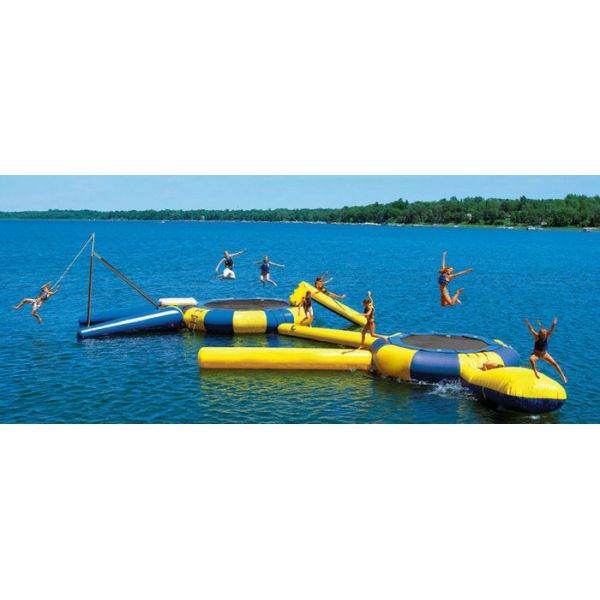Yellow Inflatable Water Park Toys / Outdoor Inflatable Water Trampoline 5.2*5.2*0.9M