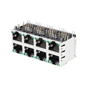 LPJG47037AFNL 100/1000 Base-T 2x4 Port Magnetic RJ45 Jacks With Green/Green Led