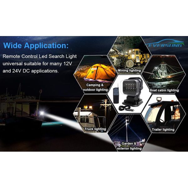 IP67 50w 360 Degree Rotating Remote Control Led Work Light Search Spotlight
