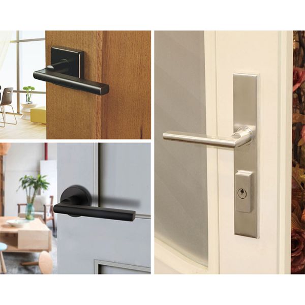 SL243 brushed stainless steel door handle with optional backplates