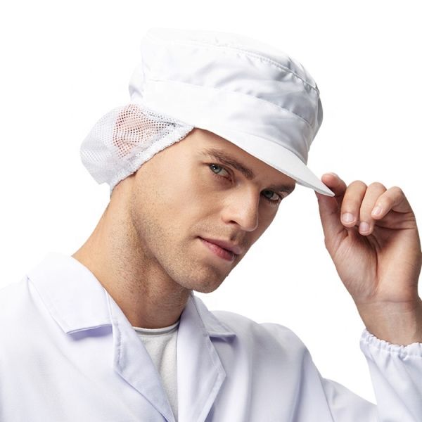 Buy Dustproof Hat with Polyester Cotton Mesh for Food Factory - Machine Washable White Safety Hood at wholesale prices