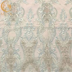 Quality Elegant Bridal Dress 3D Embroidery Lace Fabric By The Yard Handmade for sale