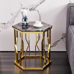 Versatile Upholstery Polygon Wire Table Rock Plate Table With Stainless Steel