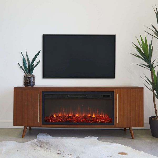 Electric Fireplace TV Stand with Adjustable Thermostat and NO App-Controlled by AJUNION
