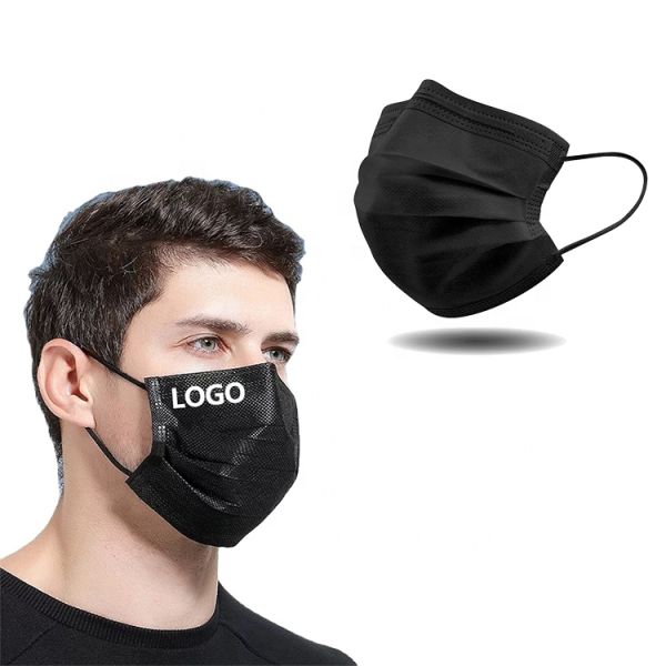 S&J CE EN14683 Good Quality Breathable Disposable Black Face Mask 3 ply Medical Surgical Mask Black