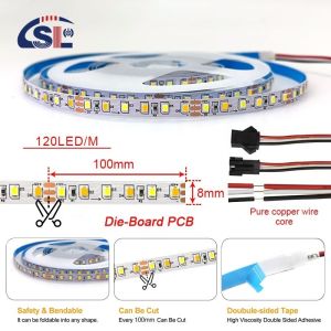 Flexible Dual Color Die-Cutting Board SMD2835 Led Strip Light 3000K-6500K Warm