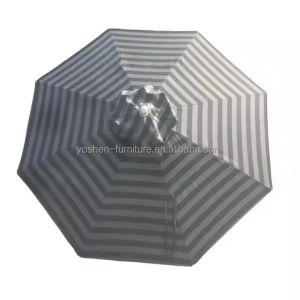 9 ft Garden Umbrella Canopy Replacement Black White Strip Round Octagon Patio