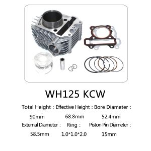 Honda Single Cylinder Engine Block Kit , 52.4mm Bore Diameter 125cc Cylinder Kit