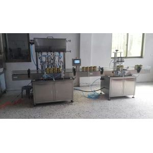 Automatic Liquid Filling Packaging Machine 4 Heads Straight Line