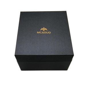 Custom Logo Luxury Paper Gift Box Packaging Black Watch Boxes Cases With Gold