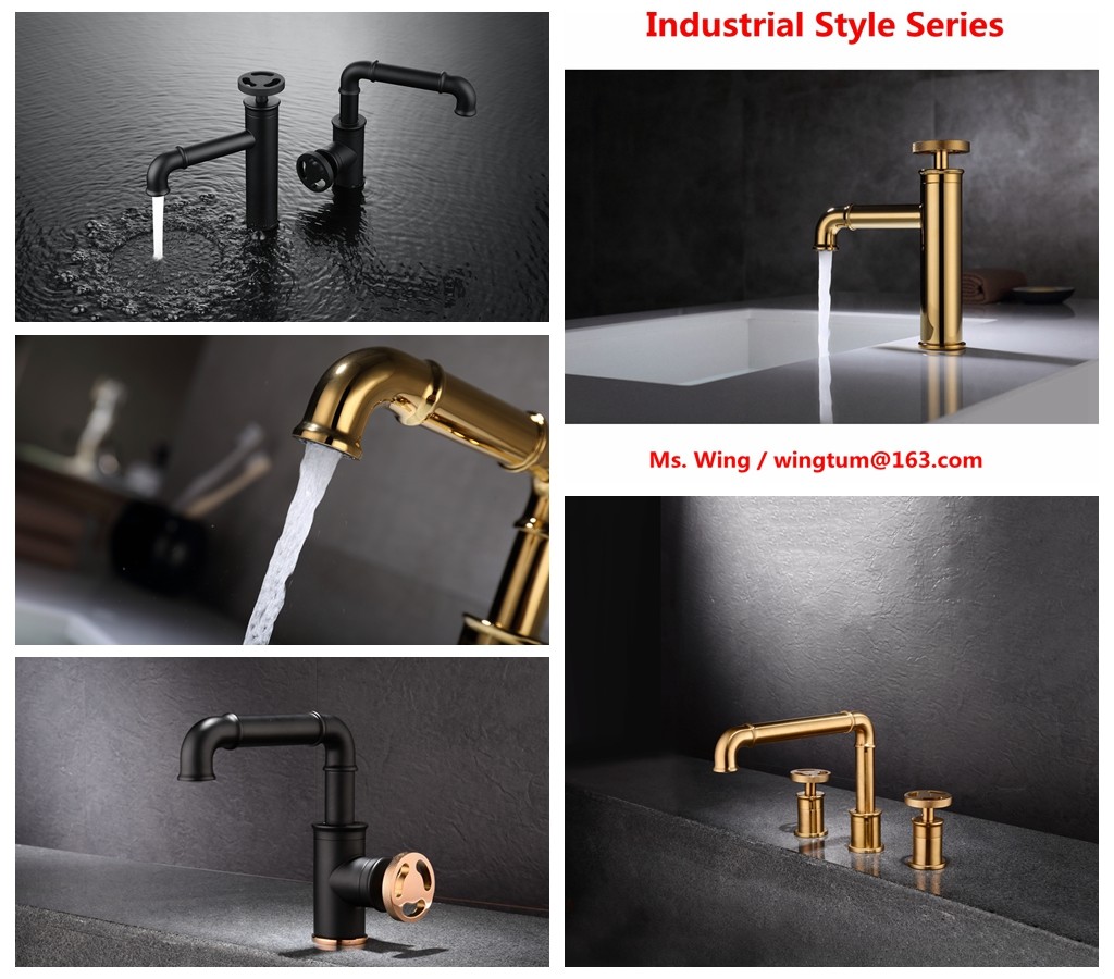 Quality Industrial Style Basin Faucets black colour cold hot water wholesale price for sale