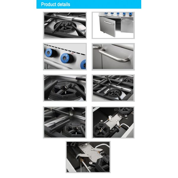 Buy Heavy Duty Gas 6 Range Stove Oven Combo 150KG N.W Powered by LPG/Natural Gas at wholesale prices