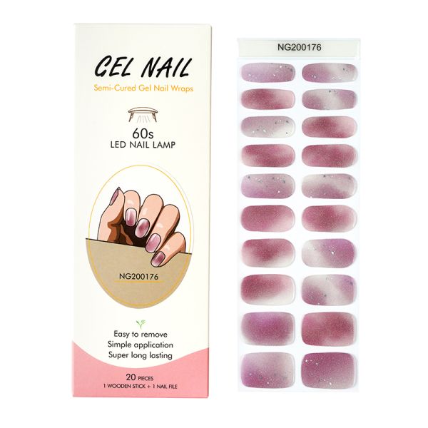 Hot Sell Non-Toxic Semi cured Gel nail strips Wholesale gel nail stickers