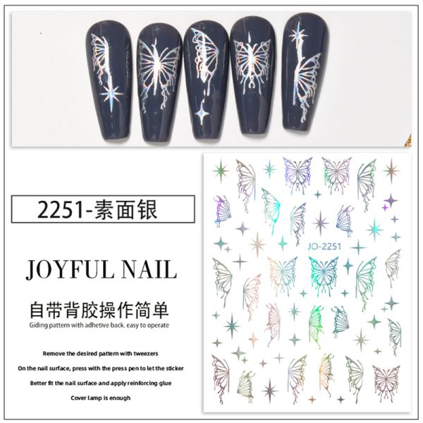 Transform Your Nails into a Work of Art with Golden and Silver Butterfly 2D Stickers