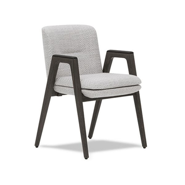 Buy Lance Stackable Fabric Upholstered Dining Chairs With Arms Wood Base New Design at wholesale prices