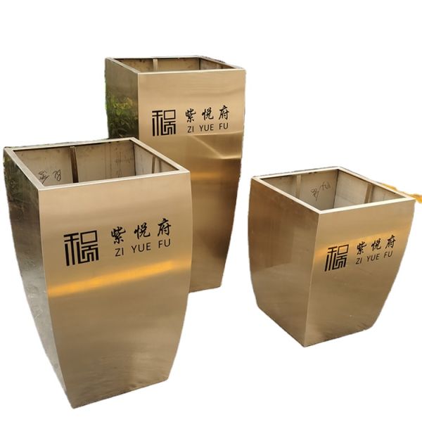 Square shape outdoor modern metal flower pots and planters