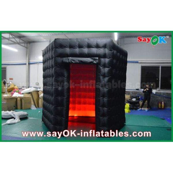 Portable Photo Booth 2.5m Inflatable Black Octagon Photo Booth WIth LED Light