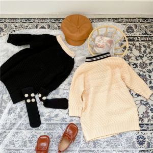 Winter And Autumn Children's Dress Clothing Girls' Dresses Mid-Length Sweater