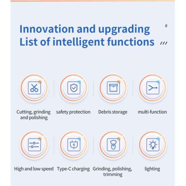 USB Chargeable Electric Baby Nail Cutter with Low Vibration Motor and 360° Rotation