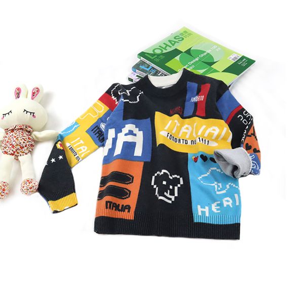 Cute Printing Kids Sweater Baby Boys Knit Casual All-match Boutique Sweater Coat Fashion Top Wholesale Kids Clothing