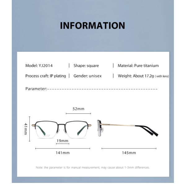 Men Titanium Frame Glasses , OEM Transparent Half Frame Glasses