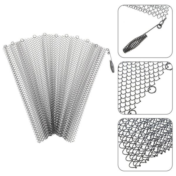 Silver stainless steel fireplace mesh curtain