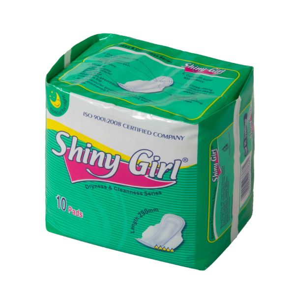 Hot Selling Good Quality Shiny Girl Brand Ladies Sanitary Napkin for Night Use
