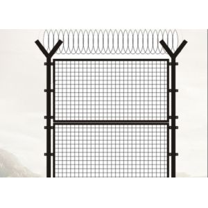 Y Square Post Galvanized Wire Mesh Fence with Razor Wire 4.0mm 4.5mm