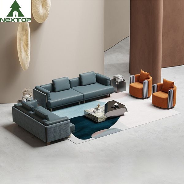 Italian Modern L Shape Corner Sofa Set Furniture For Lobby Living Room