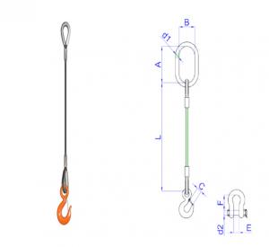 China 20mm Wire Rope Sling Assembly , Single Leg Steel Cable Lifting Slings on sale
