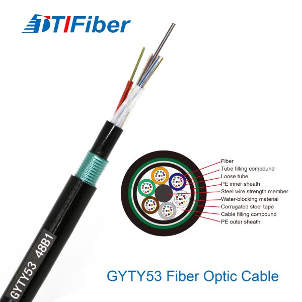 Steel 144 Cores GYTY53 Outdoor Fiber Optic Cable Water Resistant