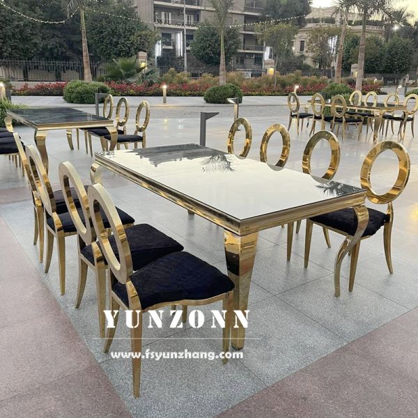 Modern Vintage Dining Table with Steel Base Disassembled Center Table for Restaurant Hotel Wedding Furniture
