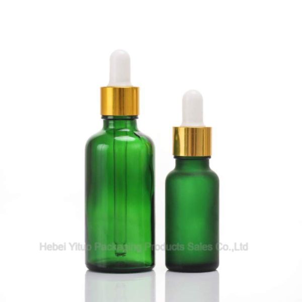 Buy Refillable Frosted Green Glass Dropper Bottle Durable And Reusable at wholesale prices