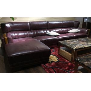 Traditional Design Leather Sectional Furniture / Brown Leather Sectional Couch