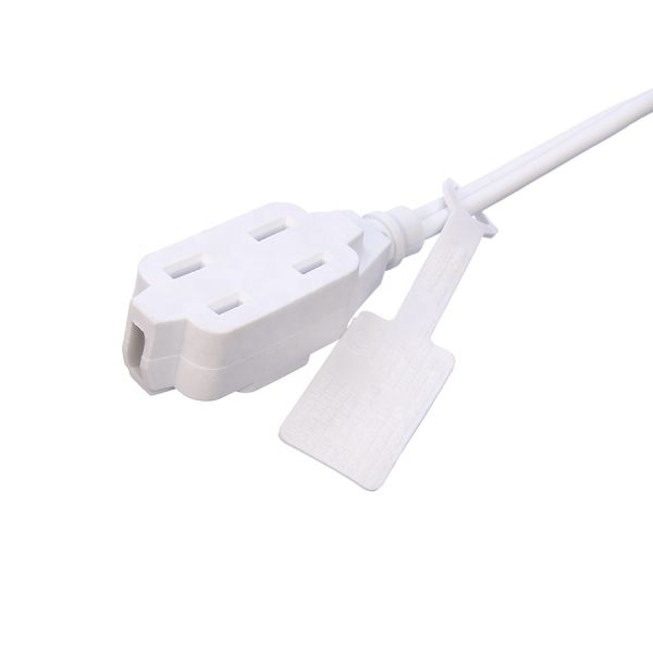White ETL Standard 2 Pin Plug With 18 AWG Cable Nema 1-15p to 1-15r Male to Female Extension Cord with 13A Rated Current