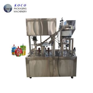 KOCO Self supporting bag with screw cover filling and capping machine liquid