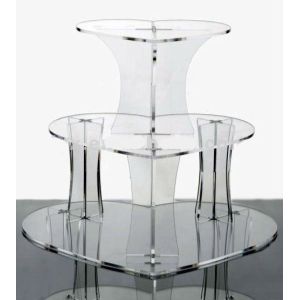 Quality 3 tiers acrylic cake display stand with heart shape for sale