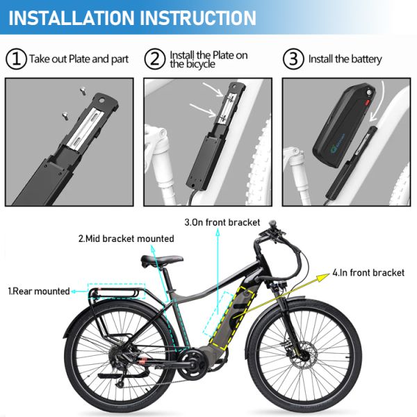 Rechargeable Lithium Bike Battery Pack 36V 10Ah 15Ah Replacements