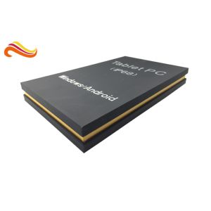 China Matt Black special paper gift box for tablet with silver hot stamp logo EVA tray on sale