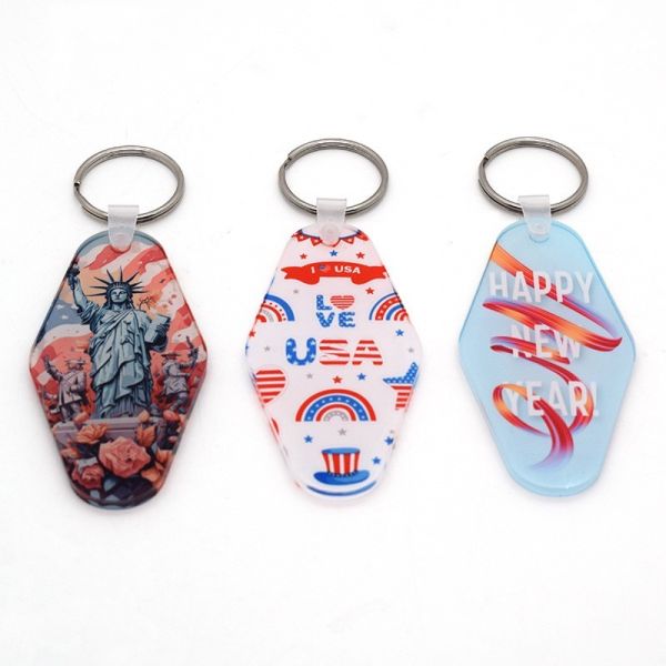 Single Sided Printing Sublimation Motel Keychain Acrylic Sublimation Keychain Blanks DIY