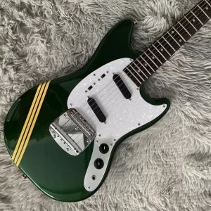 Custom Fender Mustang Style Electric Guitar Metallic Green S-S Pickups Chrome