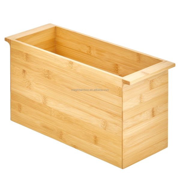 Bamboo Paper Towel Roll Storage Container Organizer for Bathroom