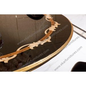 Antique wooden round rotating dining table TN-029N