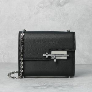 Black Crossbody Genuine Leather Shoulder Bags Barrel Shaped